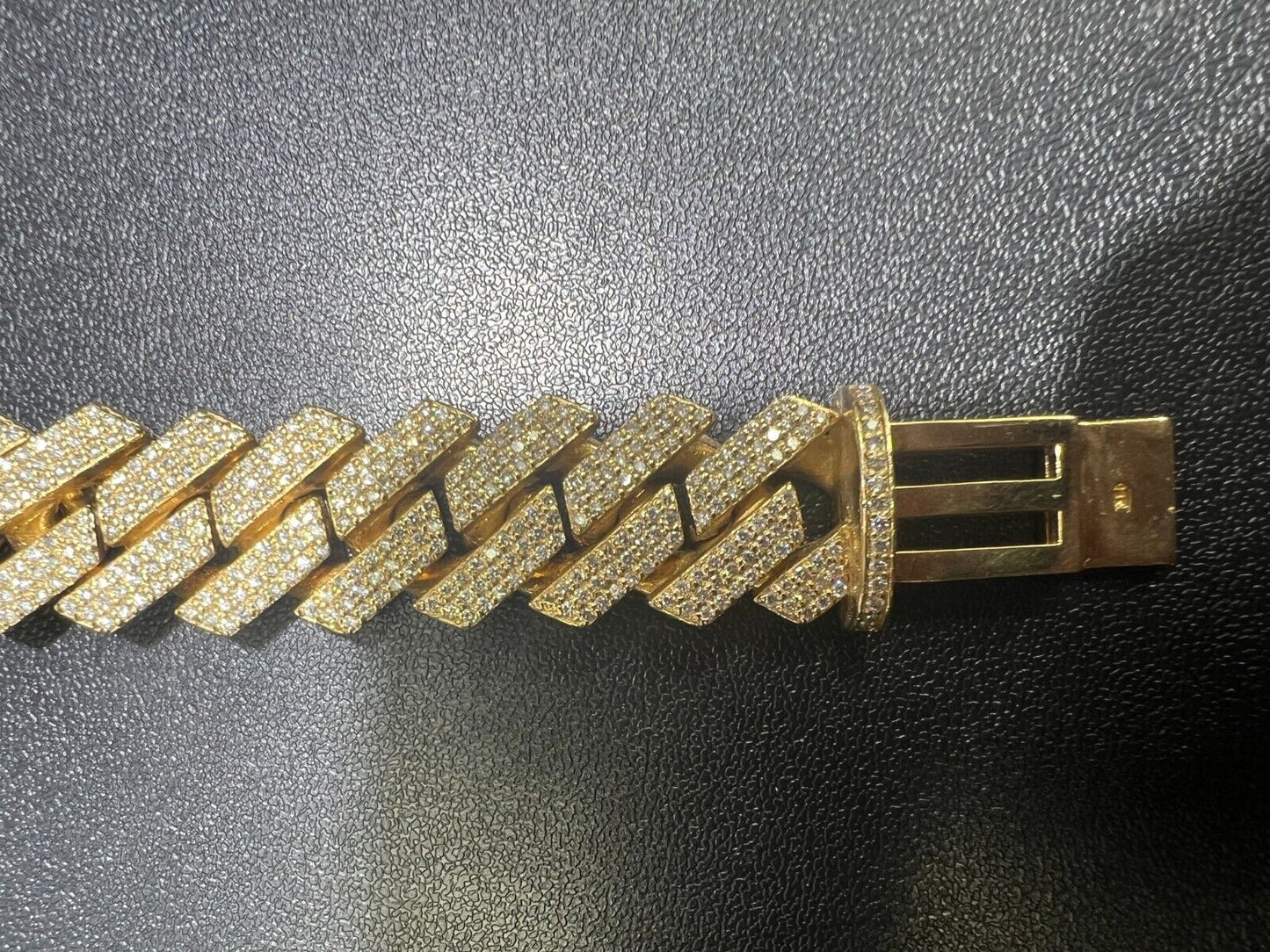 Cubin Link Diamond Bracelet 18mm 14K Yellow Gold