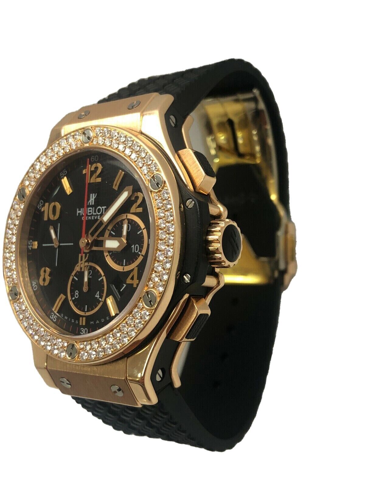 Hubolt Big Bang 301 Diamond Bezel 18k Gold Men's Watch