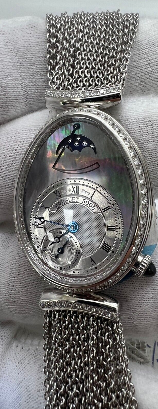 Breguet Reine De Naples 18k Mother Of Pearl Diamond Chain Bracelet Watch