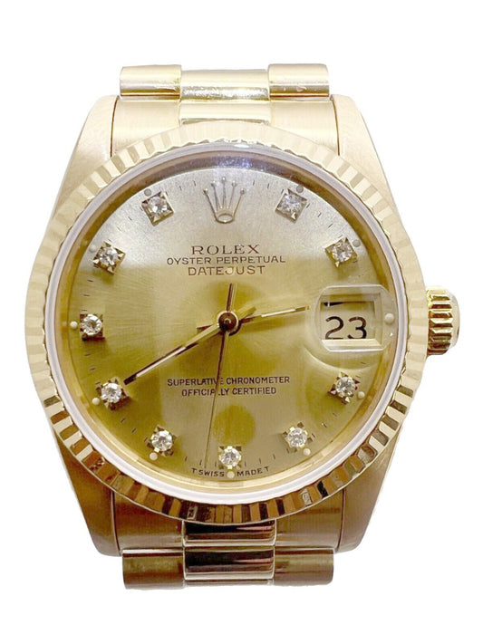 Rolex DateJust 69178 31mm Gold Diamond Dial Watch for Women