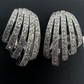 14k White Gold Diamond Pave Drop Dangle Leaver Back Shell Earrings