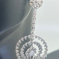 14k White Gold Diamond Drop Dangle Circle Pave Earrings