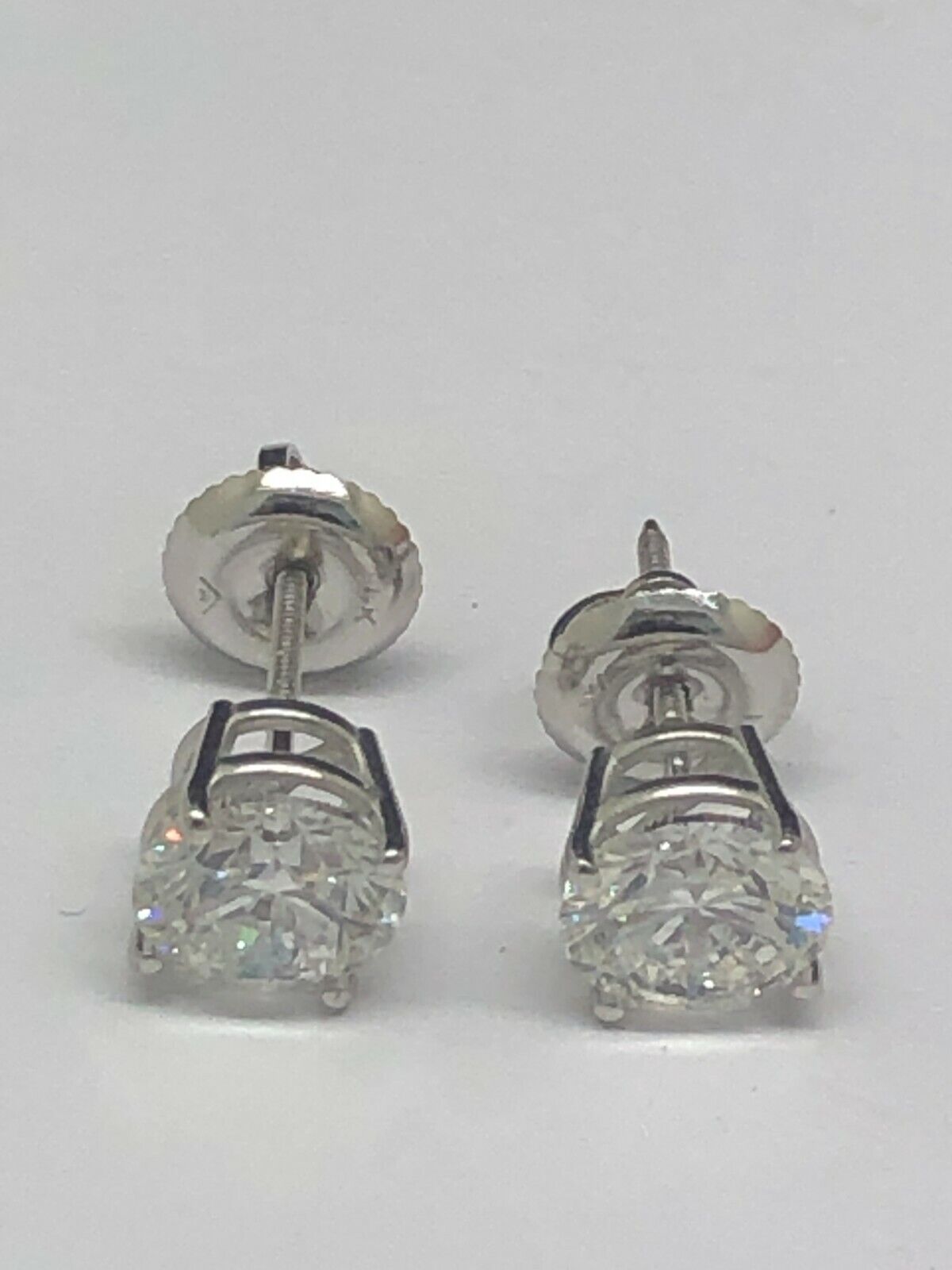 14K White Gold 2.05ctw F-SI-2 Round Cut Diamond 4-Prong Solitaire Stud Earrings