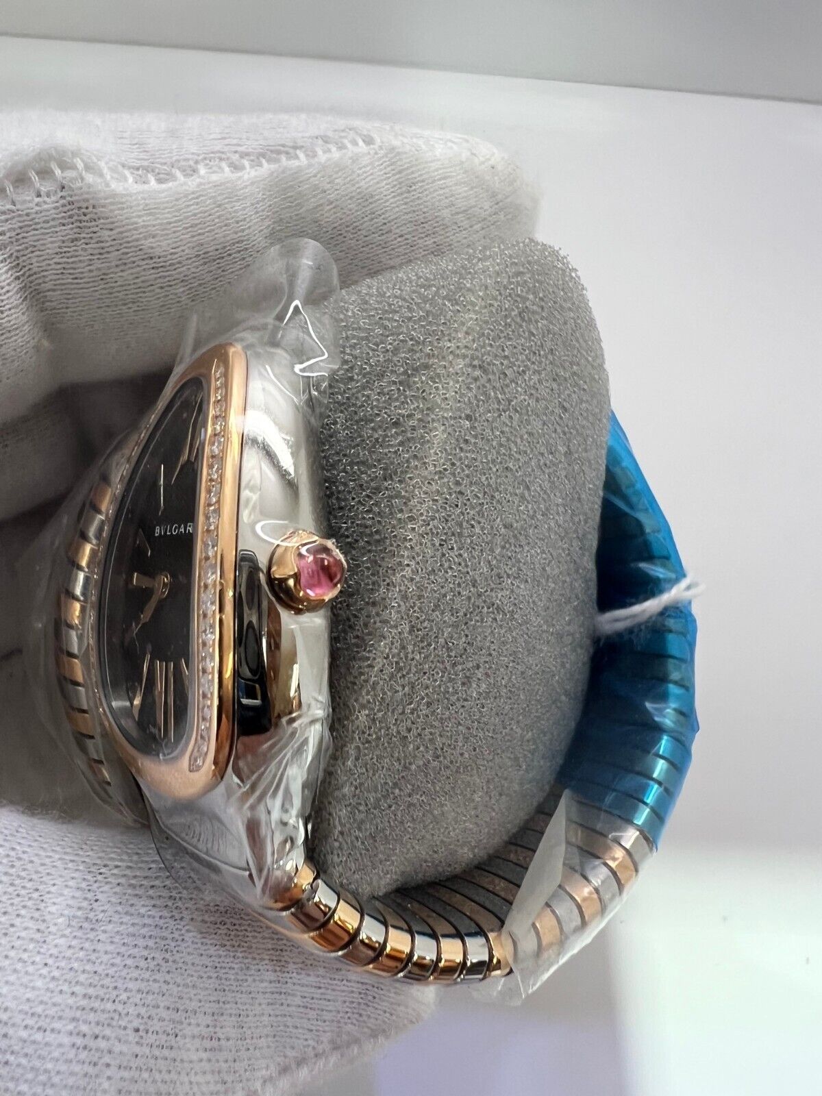 Bvlgari SERPENTI TUBOGAS Diamond Rose Gold Black Dial Watch 102098