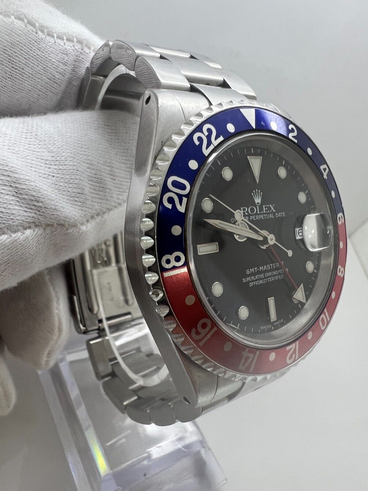 Rolex GMT-Master II 16710 Silver Oyster Bracelet with Red and Blue Bezel Pepsi