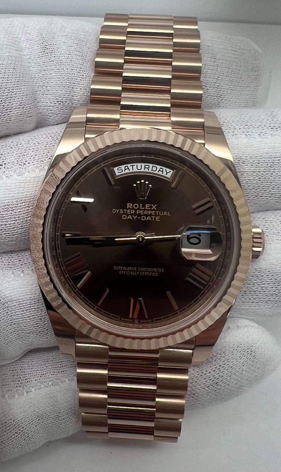 New Rolex Day-Date 40 Rose Gold President 228235 Wristwatch - Chocolate Roman