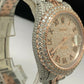 Custom Iced Out Rolex 18k Gold/SS Datejust Roman Wrist Watch