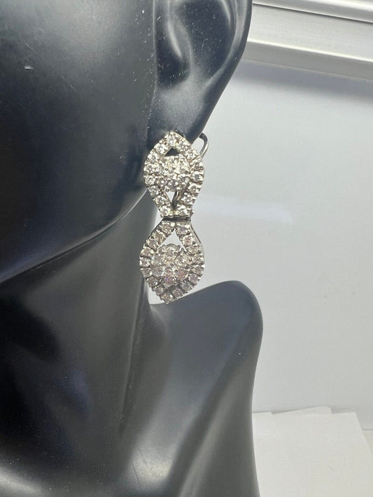 14k White Gold Diamond Drop Post Earrings