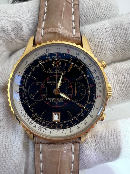 BREITLING MONTBRILLANT Limited Edition 250 Pieces 18k yellow Gold Black Watch