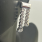 14k White Gold Diamond Bezel Set Round Bagguette Drop Dangle Earrings