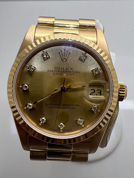 Rolex Ladies 31mm DateJust Gold Diamond Dial
