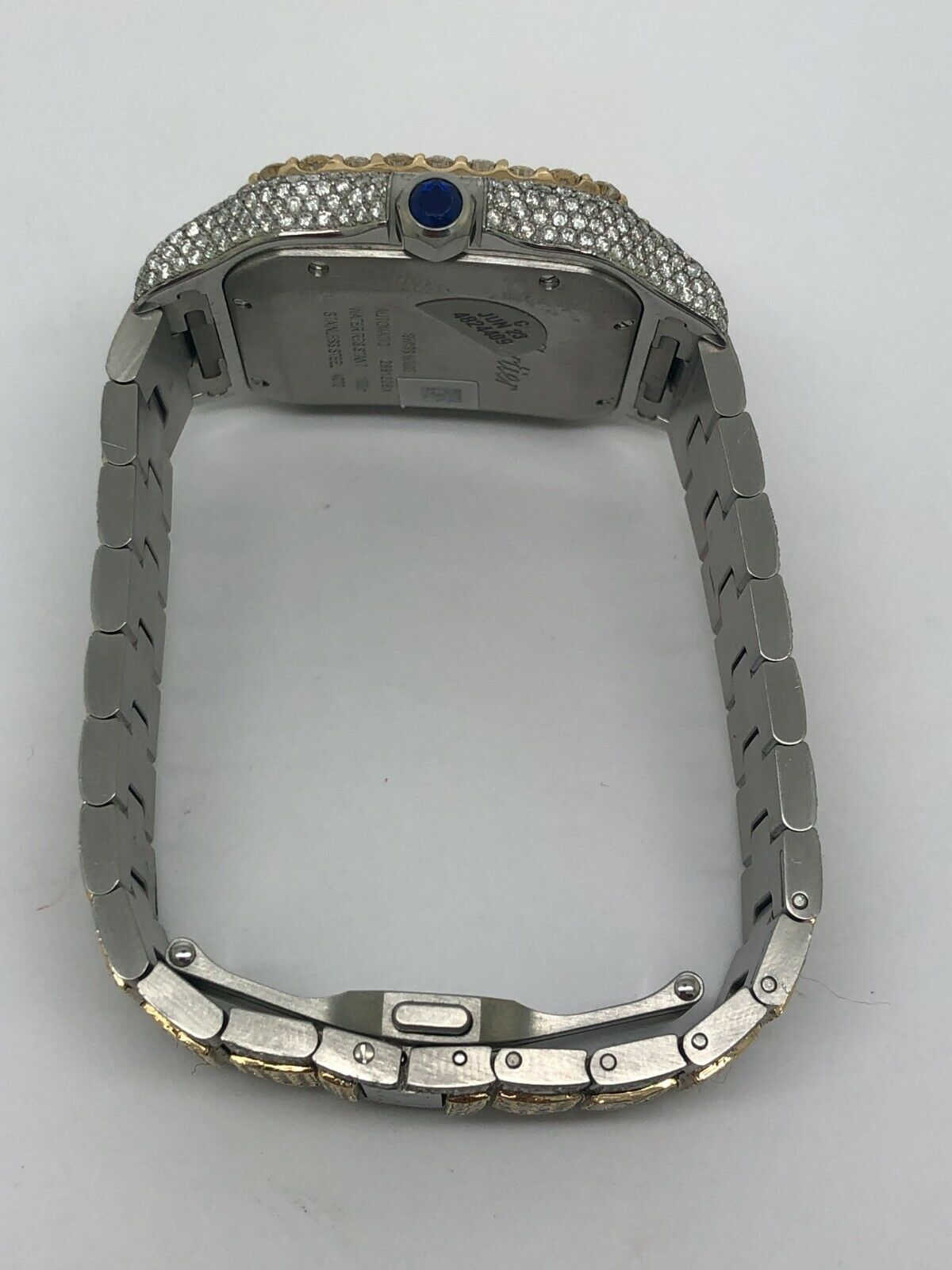 Cartier Santos Two Tone Custom Iced Out Bustdown Wrist Watch