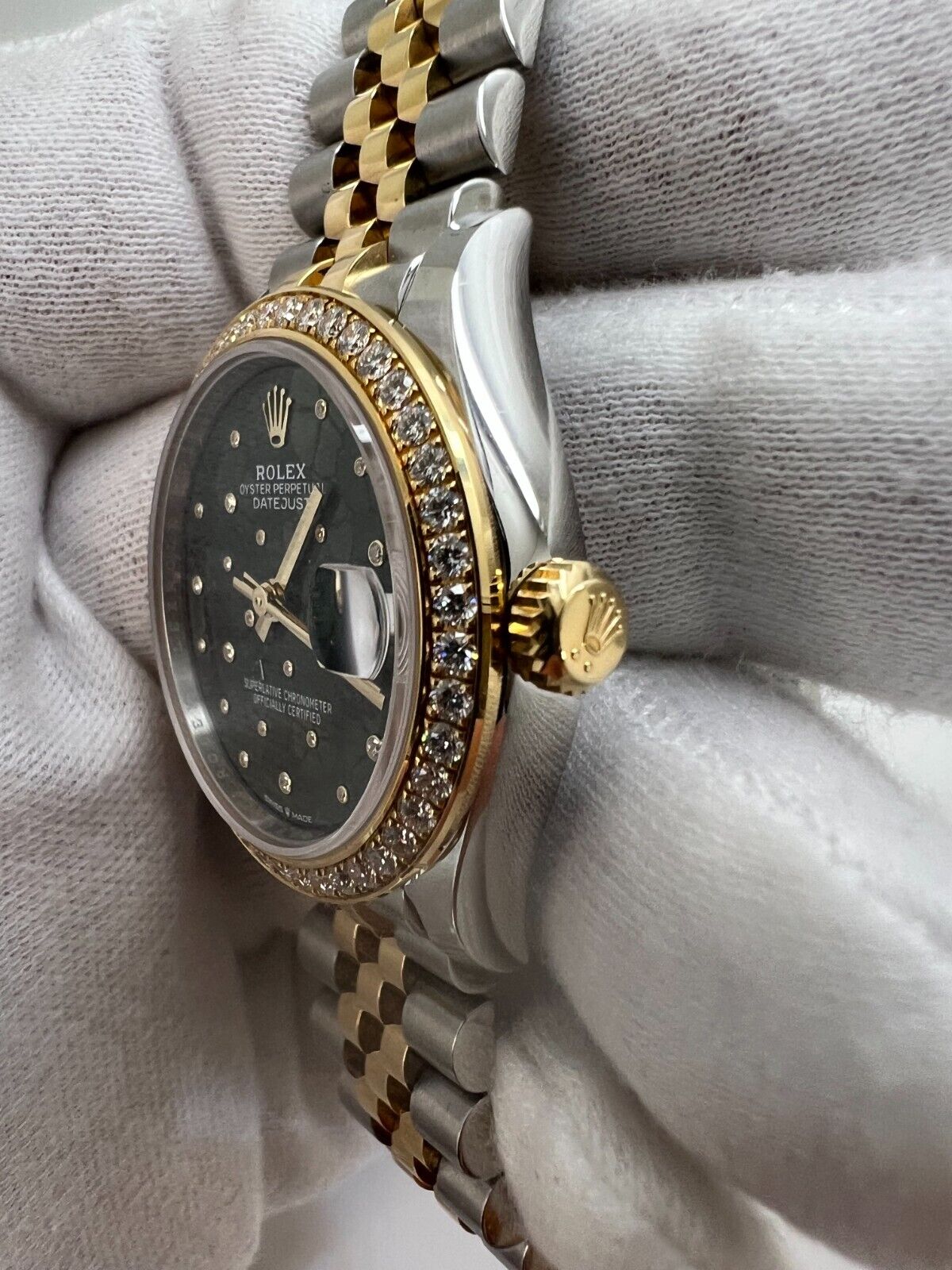 Rolex Datejust 278383rbr Green Diamond 31mm Two Tone Jubilee Watch