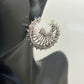 14K White Gold Diamond Flower Circle Leaver Back Earrings