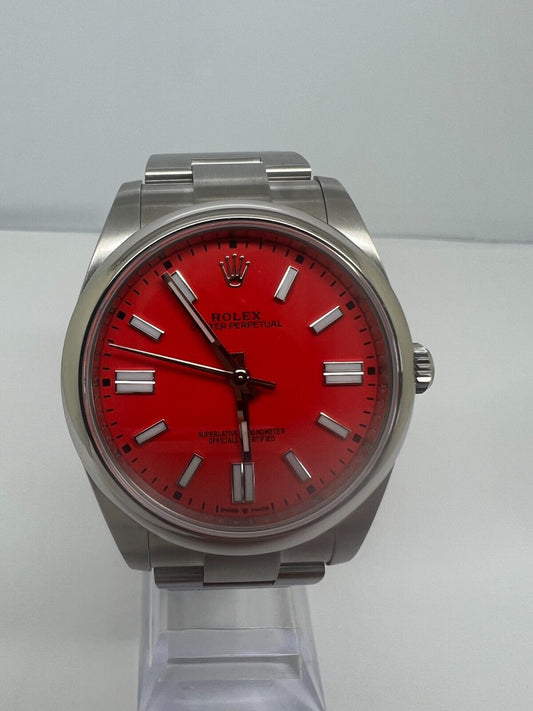 Rolex Oyster Perpetual 41mm 124300 Coral Red Dial New