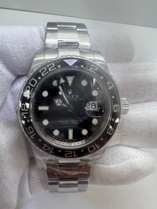 ROLEX MENS GMT MASTER II 116710LN CERAMIC BLACK DIAL STAINLESS STEEL 40MM WATCH