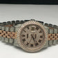 Custom Iced Out Rolex 18k Gold/SS Datejust Roman Wrist Watch