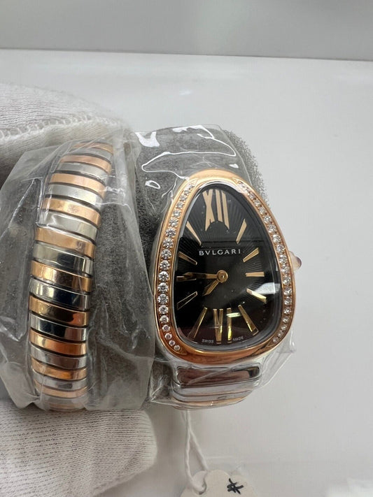 Bvlgari SERPENTI TUBOGAS Diamond Rose Gold Black Dial Watch 102098