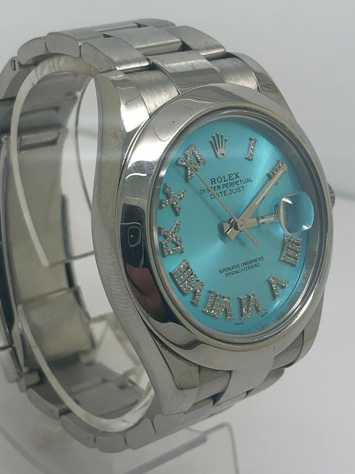 Rolex Datejust 41mm Turquoise Diamond Roman Dial Watch