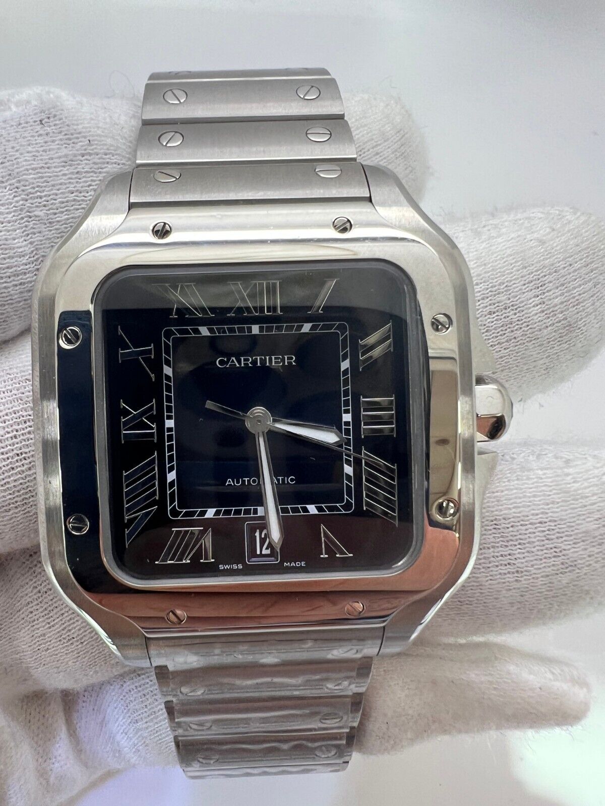 Cartier Santos Blue Men's Stainless Steel Bracelet Watch 40mm - WSSA0030
