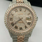 Custom Iced Out Rolex 18k Gold/SS Datejust Roman Wrist Watch