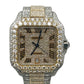 Cartier Santos Two Tone Custom Roman Numeral Iced Out Wrist Watch 40mm XL