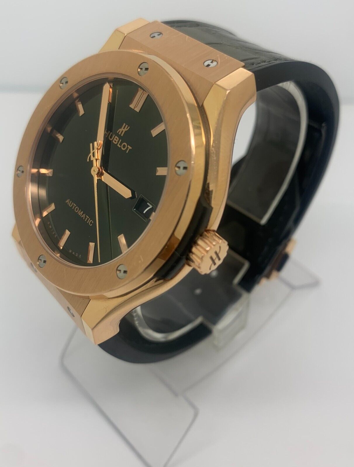 Hubolt Green Mens Classic Fusion 45mm Rose Gold Watch