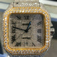 Custom Iced Out Cartier Santos 18k Gold/SS Wrist Watch 40mm XL