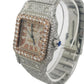 Custom Ladies Cartier Santos 29mm Iced Out Two Tone Rose Gold Watch