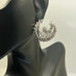 14K White Gold Diamond Flower Circle Leaver Back Earrings