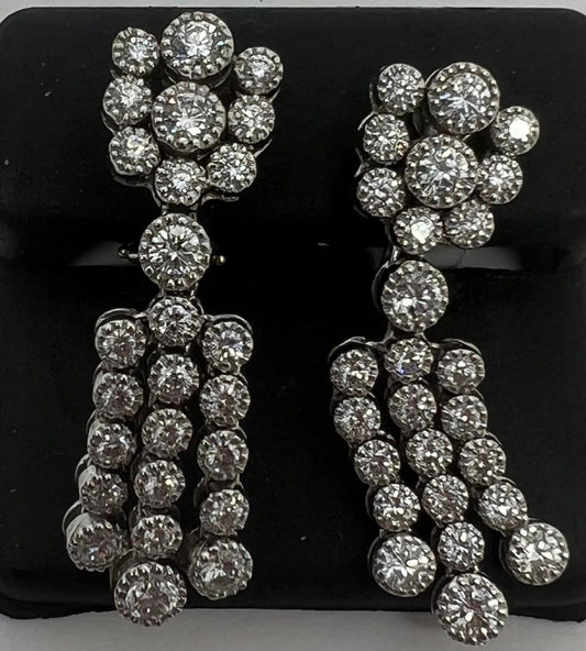 14k White Gold Diamond Bezel Drop Dangle Bezel Earrings